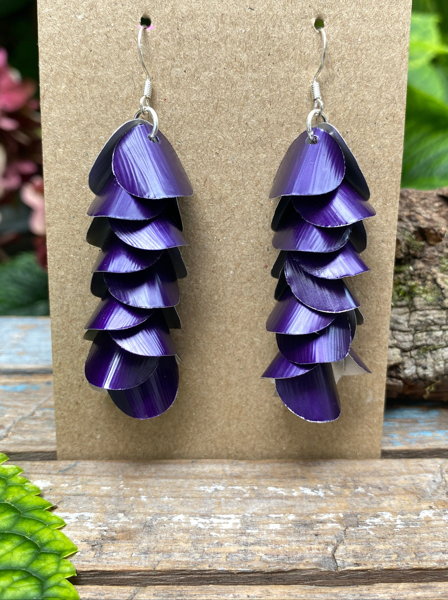 Shades of Purple, Cascading Holiday Earrings