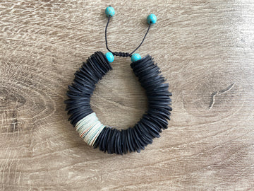 Upcycled bicycle inner tube and paper African tribal bracelet and necklace