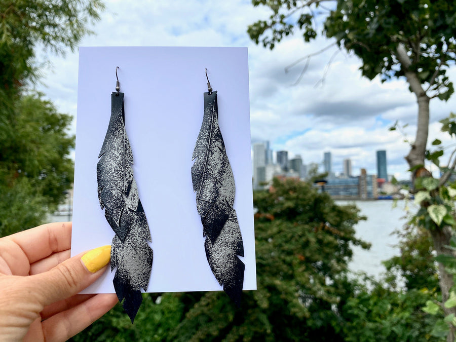 Silver Leaf Shaped Earrings