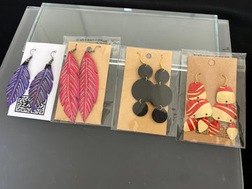 4 pair of earring bundle made from upcycled  bicycle inner tube and Nespresso capsules by laura zabo