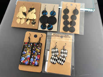 Eco-Friendly Summer Earrings Bundle – Set of 5 Statement Pairs Made from Upcycled Nespresso Pods & Bike Inner Tubes – Sustainable Gift