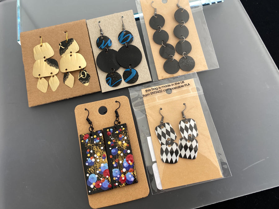 Eco-Friendly Summer Earrings Bundle – Set of 5 Statement Pairs Made from Upcycled Nespresso Pods & Bike Inner Tubes – Sustainable Gift