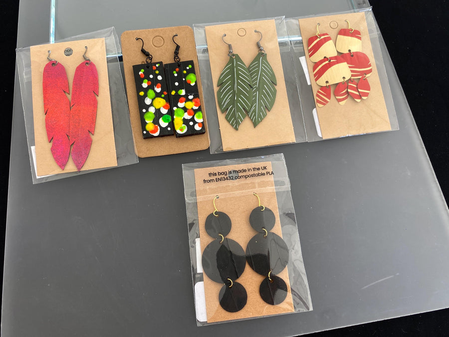 Eco-Friendly Summer Earrings Bundle – Set of 5 Statement Pairs Made from Upcycled Nespresso Pods & Bike Inner Tubes – Sustainable Gift