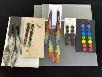 5 pairs of upcycled bicycle inner tube earrings, sustainable jewellery by laura zabo