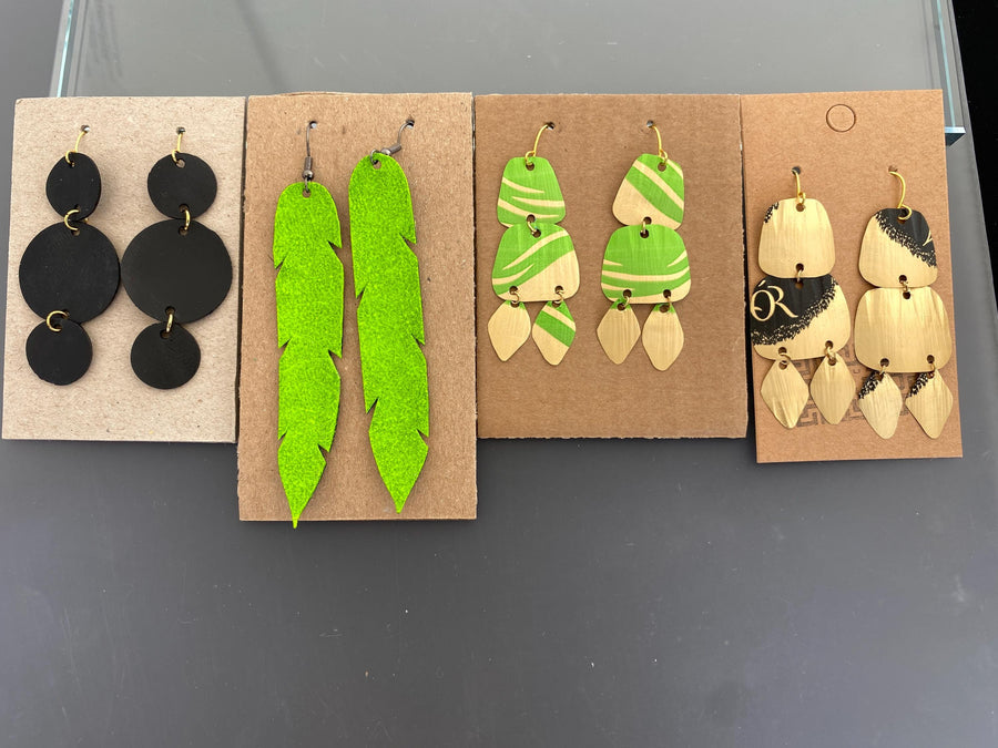 Eco-Friendly Summer Earrings Bundle – Set of 4 Statement Pairs Made from Upcycled Nespresso Pods & Bike Inner Tubes – Sustainable Gift
