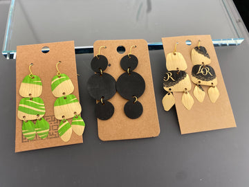 LAST SET – 3 Pairs Upcycled Inner Tube Earrings | Eco Statement Jewelry | Final Stock – Reduced Price | Quirky and Vegan Jewelry