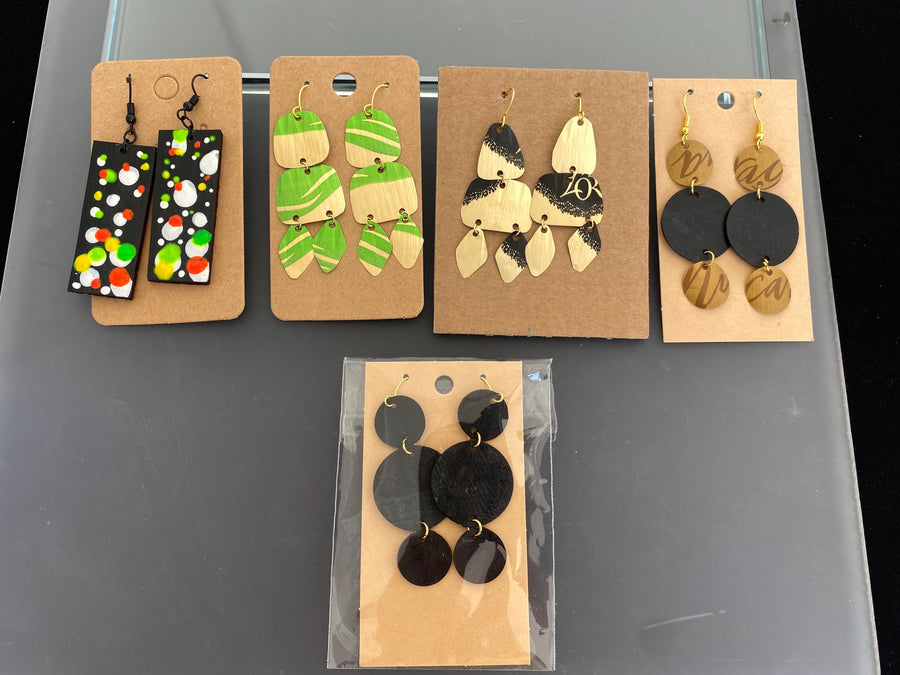 Eco-Friendly Summer Earrings Bundle – Set of 5 Statement Pairs Made from Upcycled Nespresso Pods & Bike Inner Tubes – Sustainable Gift