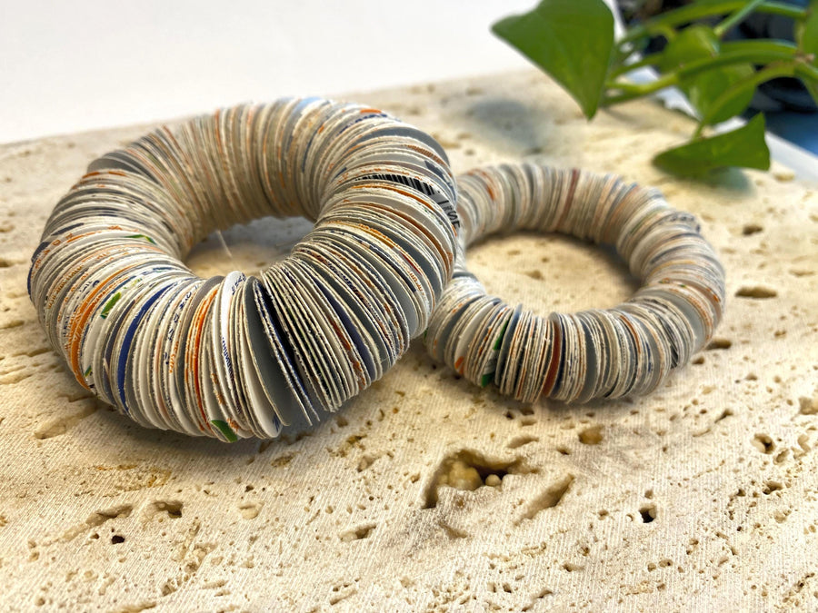 Upcycled Juice, Drink box, Tetrapak bangle, Repurposed Bracelet, Statement Jewellery, Sustainable Fashion Accessory, Set of 2, Vegan Fashion
