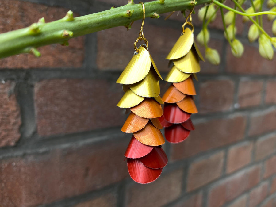 Red, Orange, Gold 🌅 Cascade Summer Earrings