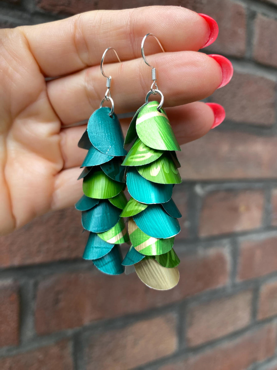 Bright-Dark Green Upcycled Earrings from Nespresso Pods – Summer, Sustainable Jewellery, Eco-Friendly Gift for Mother, Girlfriend