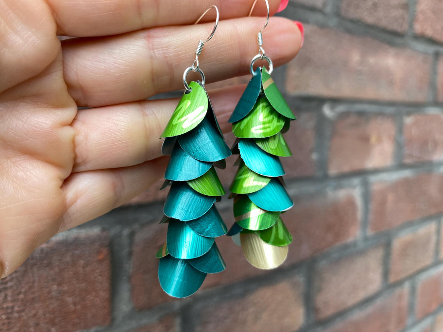 Bright-Dark Green Upcycled Earrings from Nespresso Pods – Summer, Sustainable Jewellery, Eco-Friendly Gift for Mother, Girlfriend