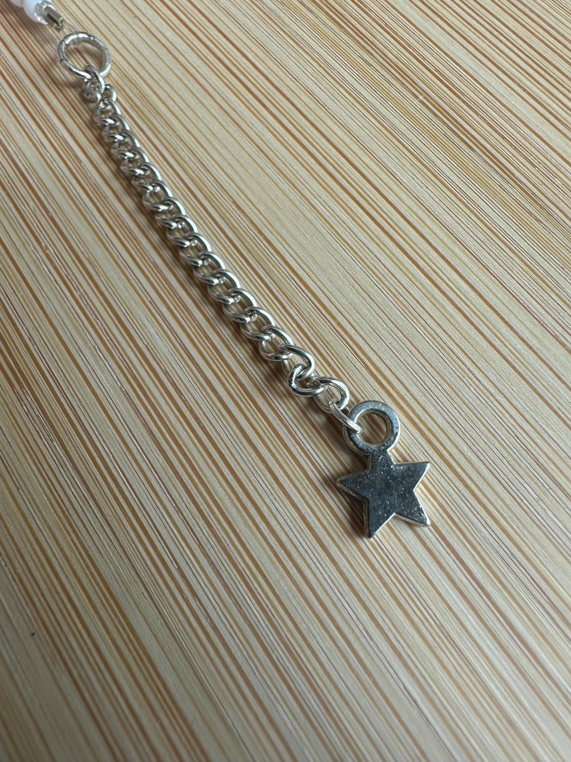 Choker with White & Silver Glass Bead - Elegant Minimalist Necklace