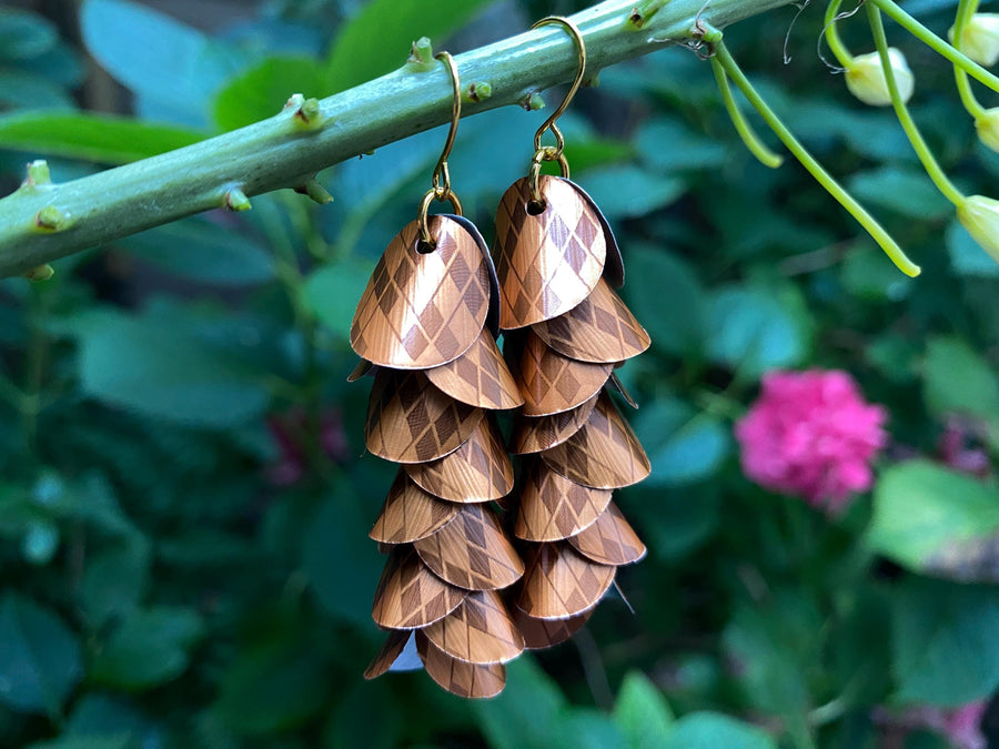 Gold Bronze Cascade Earrings