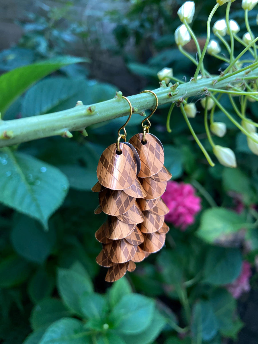 Gold Bronze Cascade Earrings