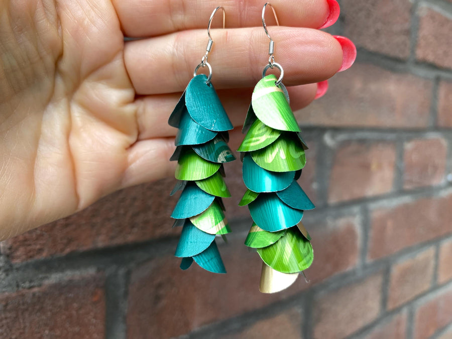 Bright-Dark Green Upcycled Earrings from Nespresso Pods – Summer, Sustainable Jewellery, Eco-Friendly Gift for Mother, Girlfriend