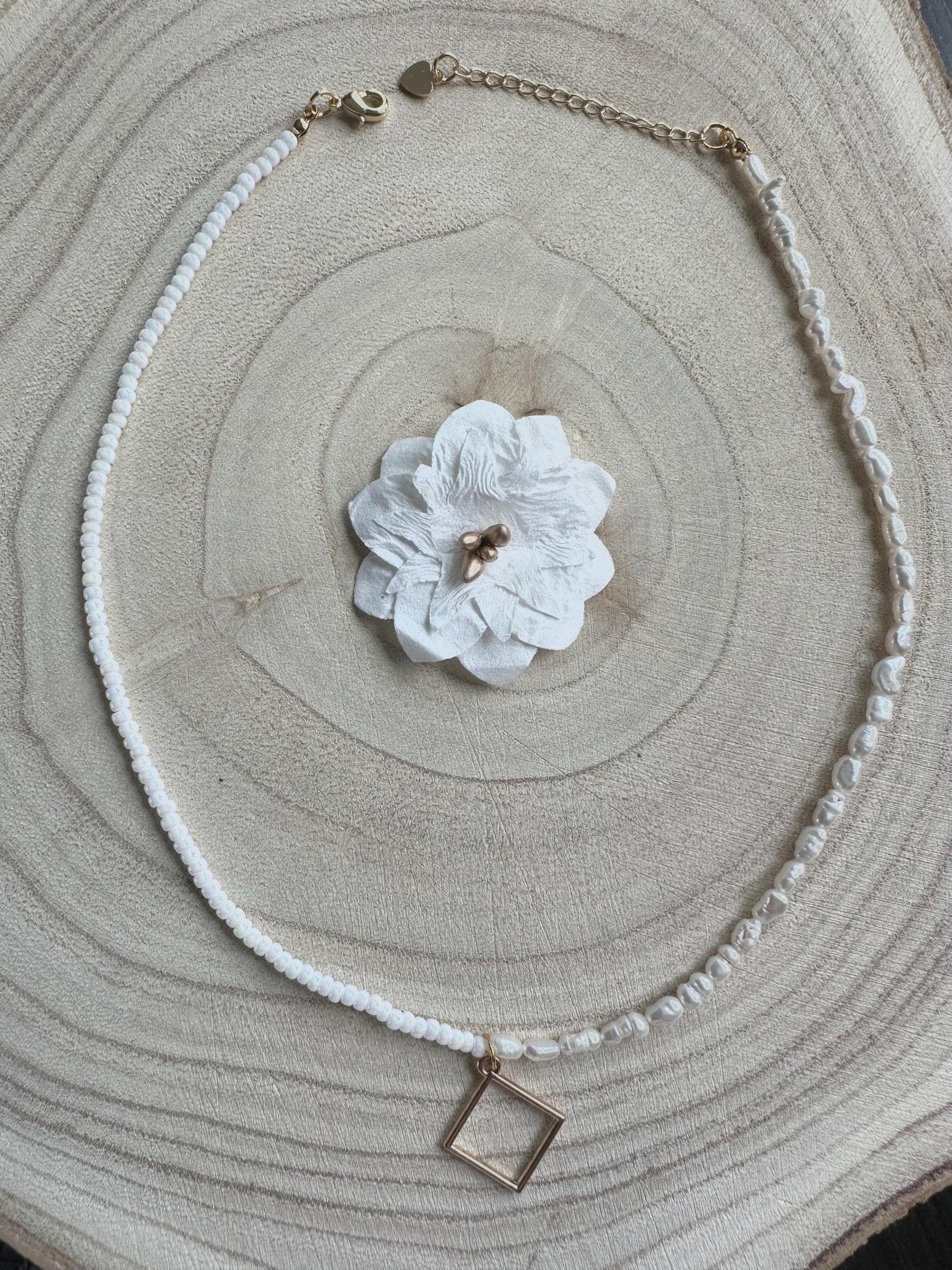 Freshwater Pearls and TOHO Glass Beads Necklace Dainty Elegant Minimalistic Bridesmaids Wedding Elegant