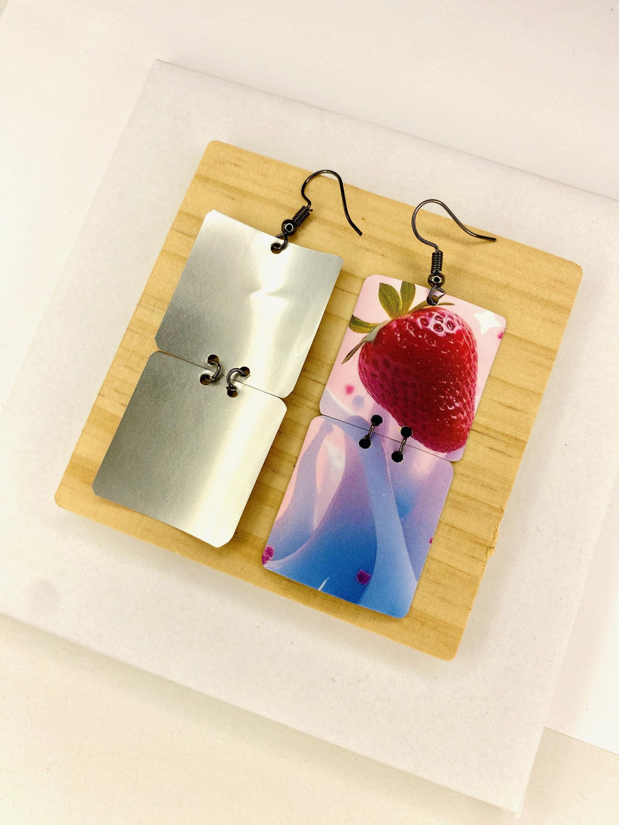 Upcycled Craft Beer Can Earrings: Graffiti Art, Sustainable Statement Jewelry - USA TAXES PAID