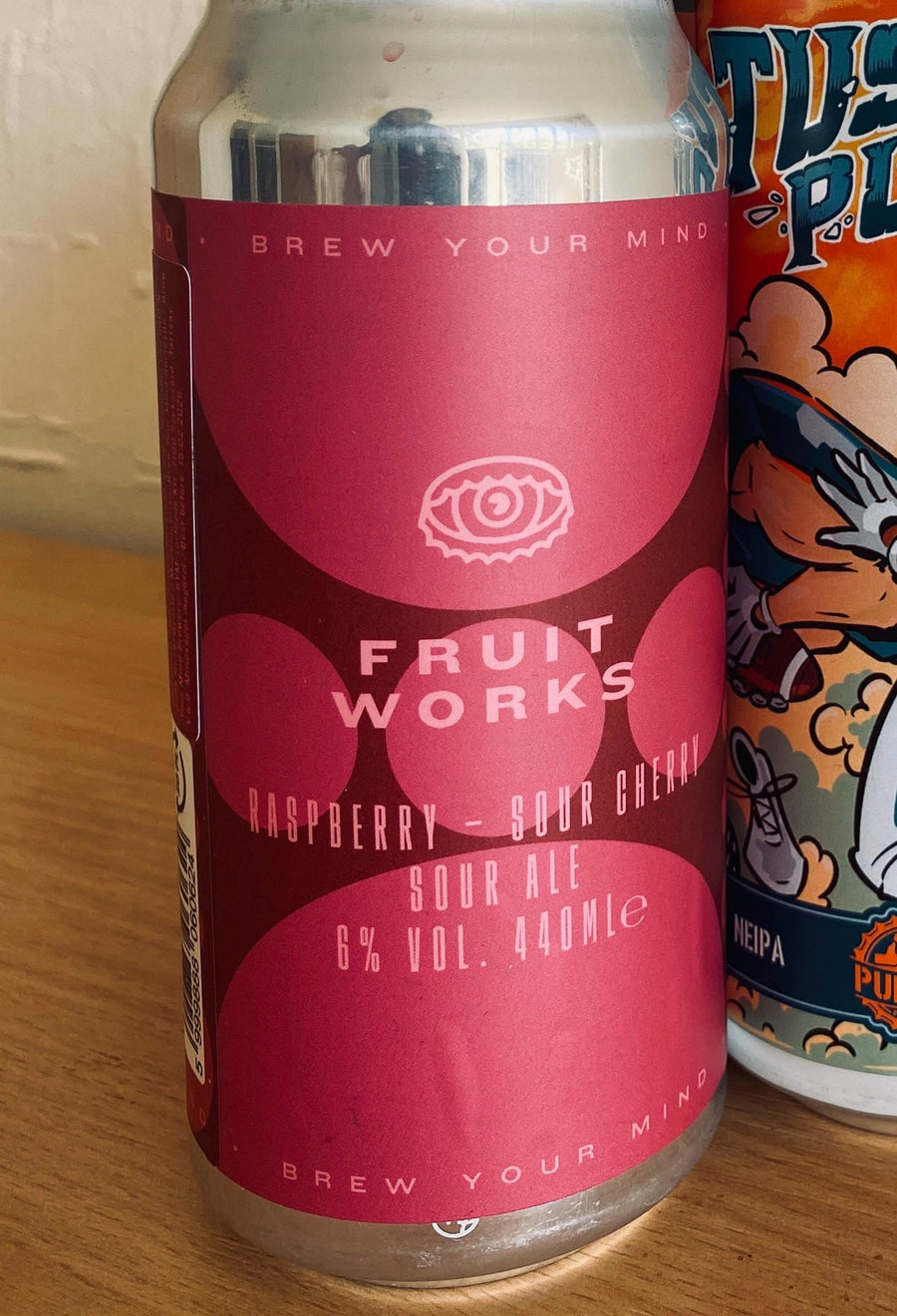 cherry coloured craft beer can