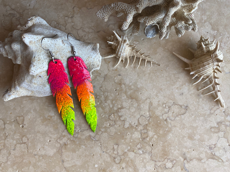 Neon Delight: Magenta-Orange-Yellow earrings