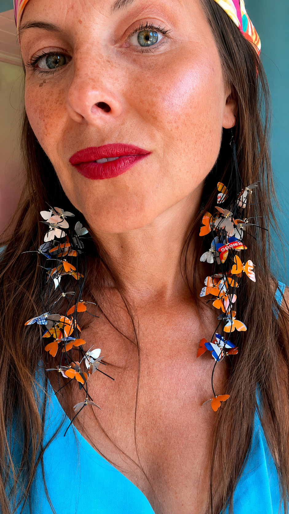 Marigold Butterfly Earrings from Fanta Cans