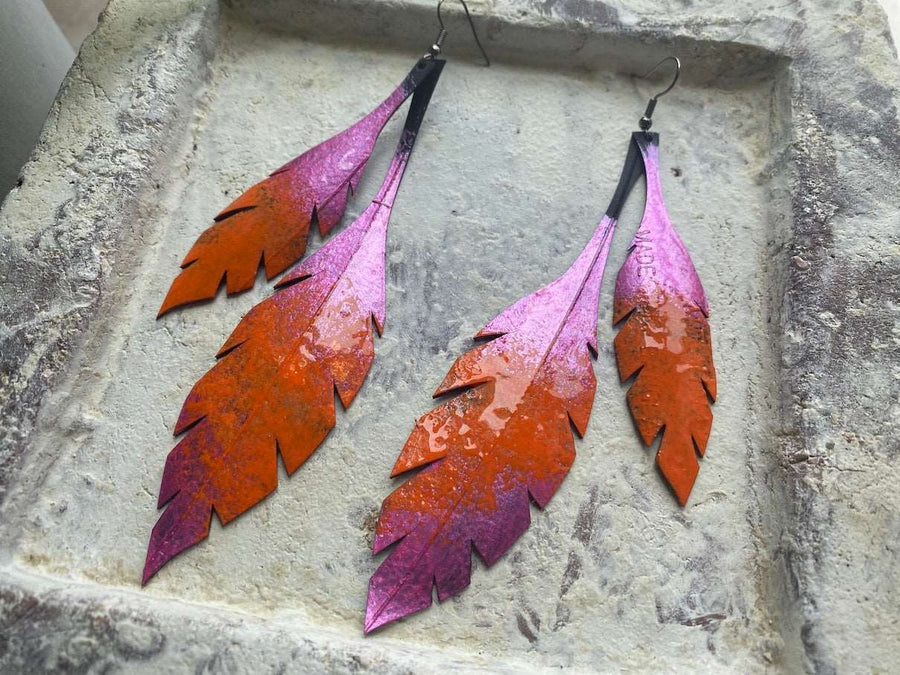 Camille Pink orange long earrings
