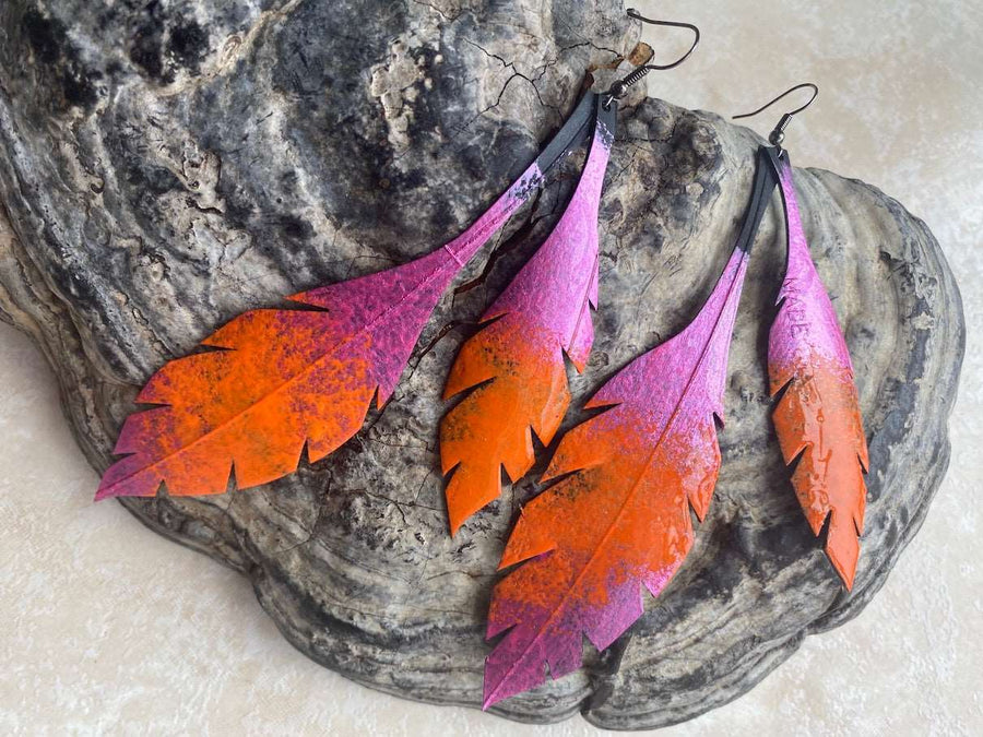 Camille Pink orange long earrings