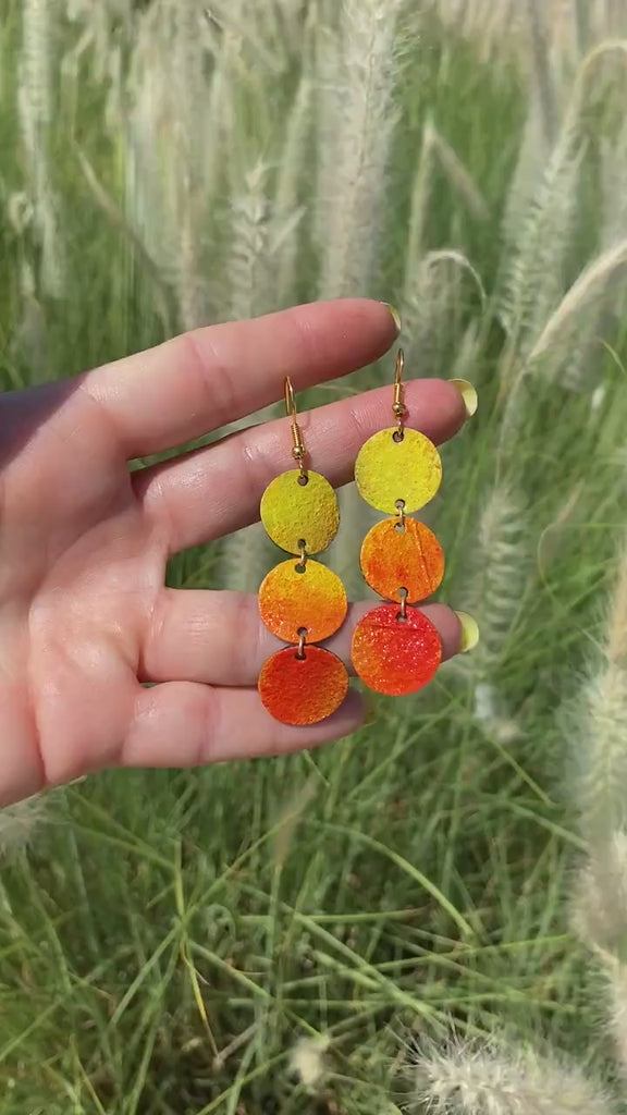 Adorable Polka Sunrise Earrings - Upcycled Bicycle Inner Tube Jewelry - Sustainable and Eco-friendly gift