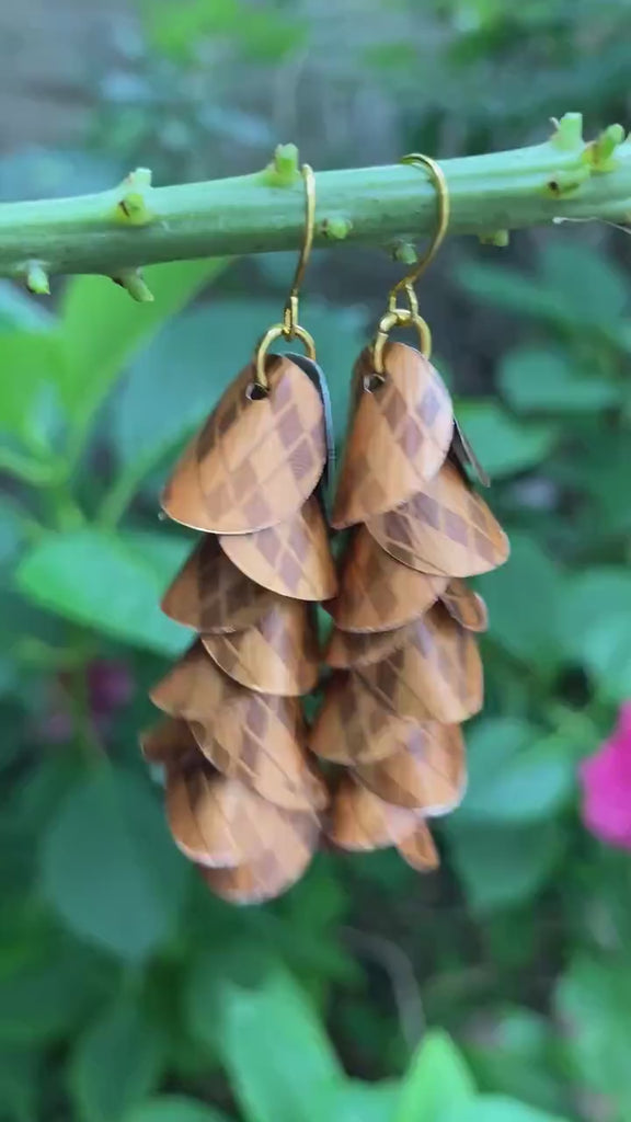 Copper or Rust-Coloured Cascade Earrings – Upcycled Nespresso Coffee Pod Jewellery, Sustainable and Eco-Friendly Gift - USA TAXES PAID