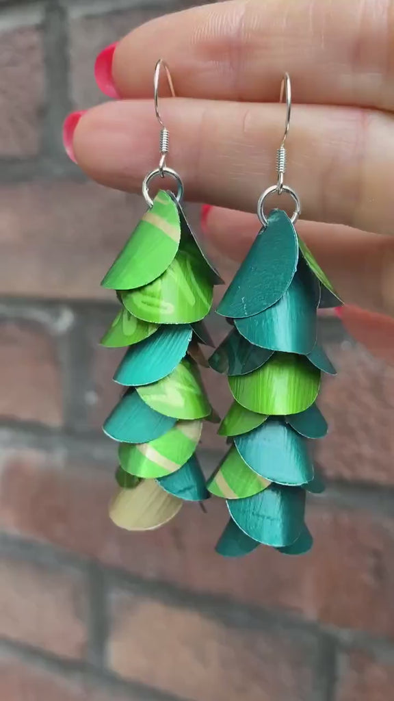 Bright-Dark Green Upcycled Earrings from Nespresso Pods – Summer, Sustainable Jewellery, Eco-Friendly Gift for Mother, Girlfriend