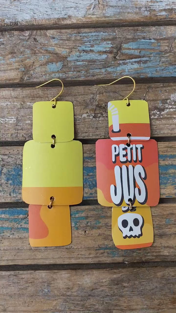 One-Of-A-Kind, Pop-art Earrings with a Skull Design Made from a Beer Can, Statement Jewelry, Graffiti Style, Asymmetric Earrings