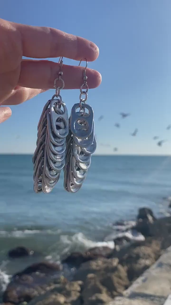 Upcycled Pull Ring Statement earrings, Eco-Friendly Gift for the Beer or Soda Lover, Vegan and Sustainable Jewellery