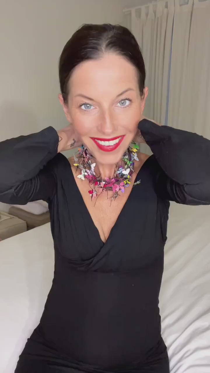 Upcycled Beer, Soda Can Butterfly Necklace – Handmade Waxed Cotton Cord Statement Necklace – Eco-Friendly Jewellery