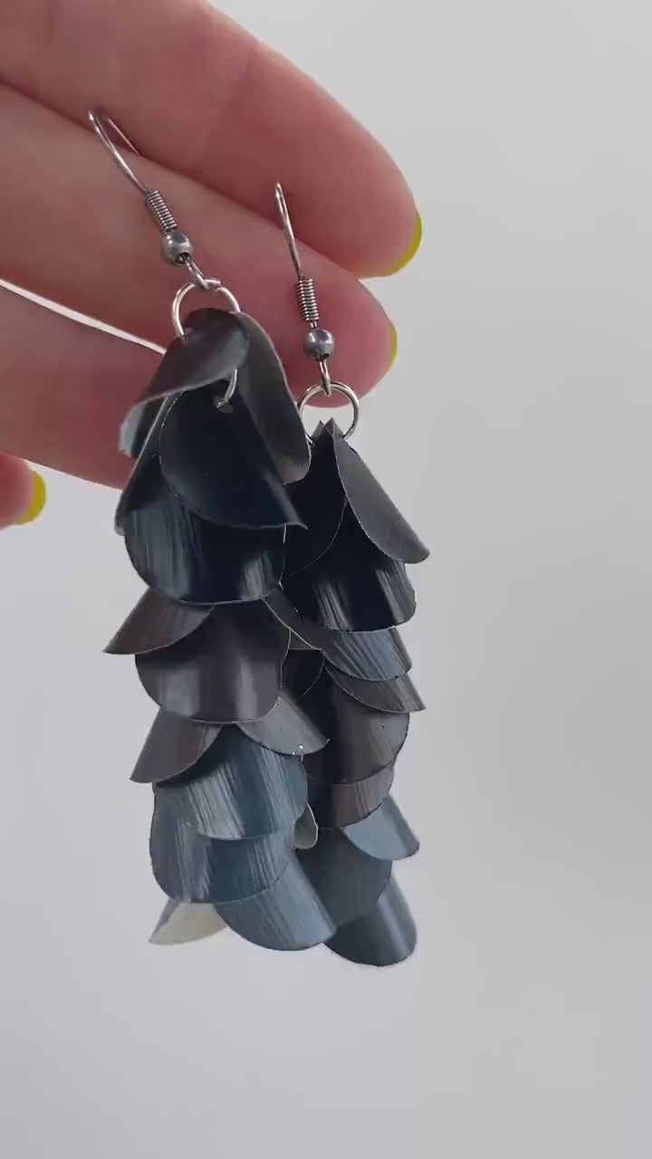 Black-Grey Earrings, Upcycled Nespresso Coffee Pod Jewellery, Sustainable and Eco-Friendly Gift, Zero Waste Fashion