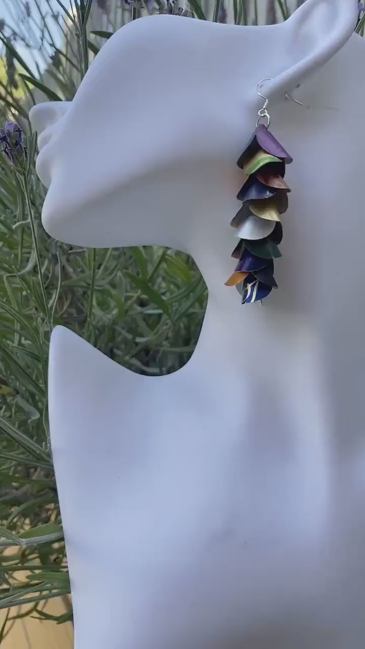 Multicoloured, Cascade Summer Earrings, Upcycled Nespresso Coffee Pod Jewellery, Sustainable and Eco-Friendly Gift, Zero Waste Fashion