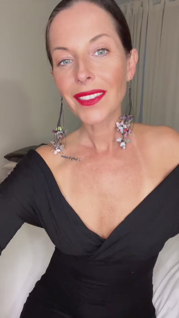 Upcycled Beer, Soda Can Butterfly Long Earrings –  on Waxed Cotton Cord – Eco-Friendly Jewellery