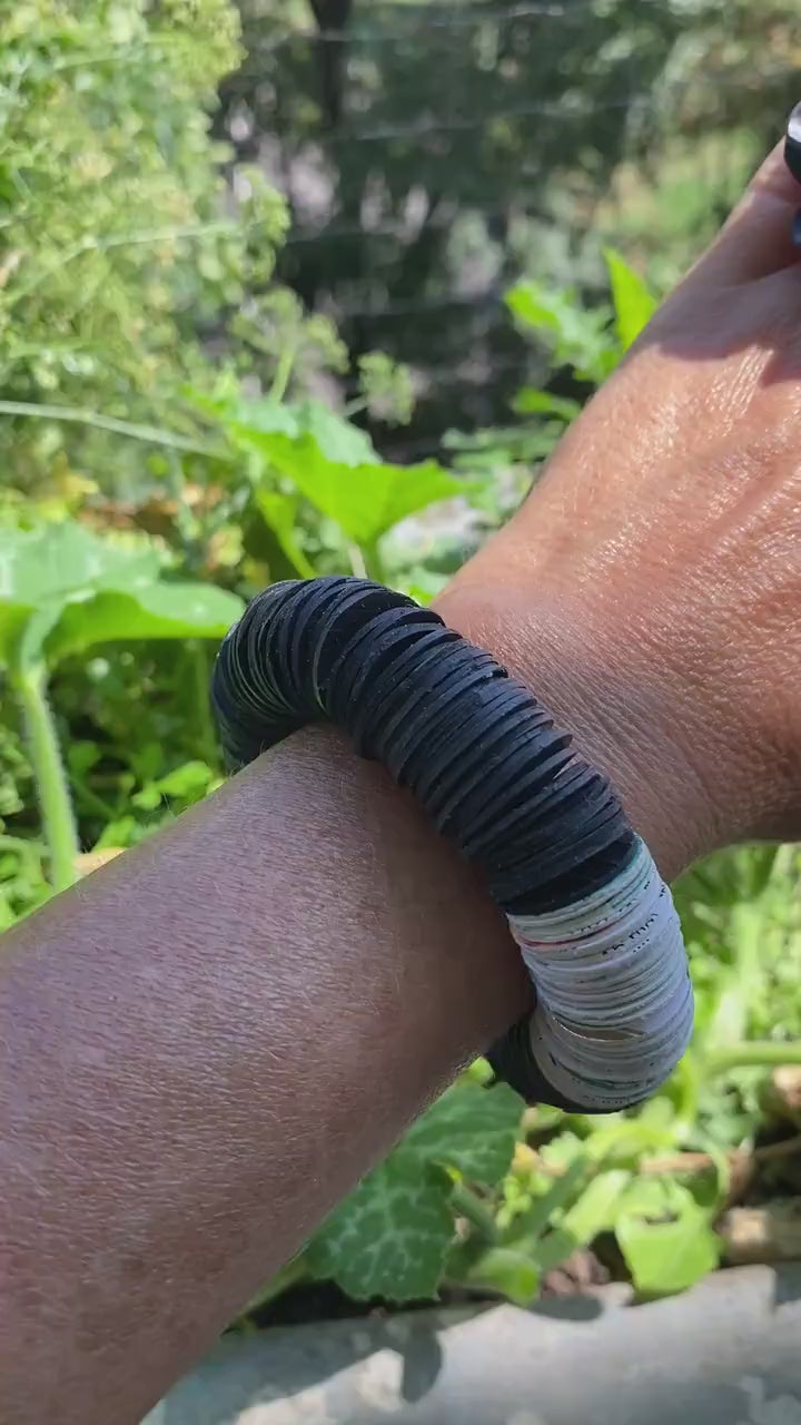 Upcycled bicycle inner tube statement ring