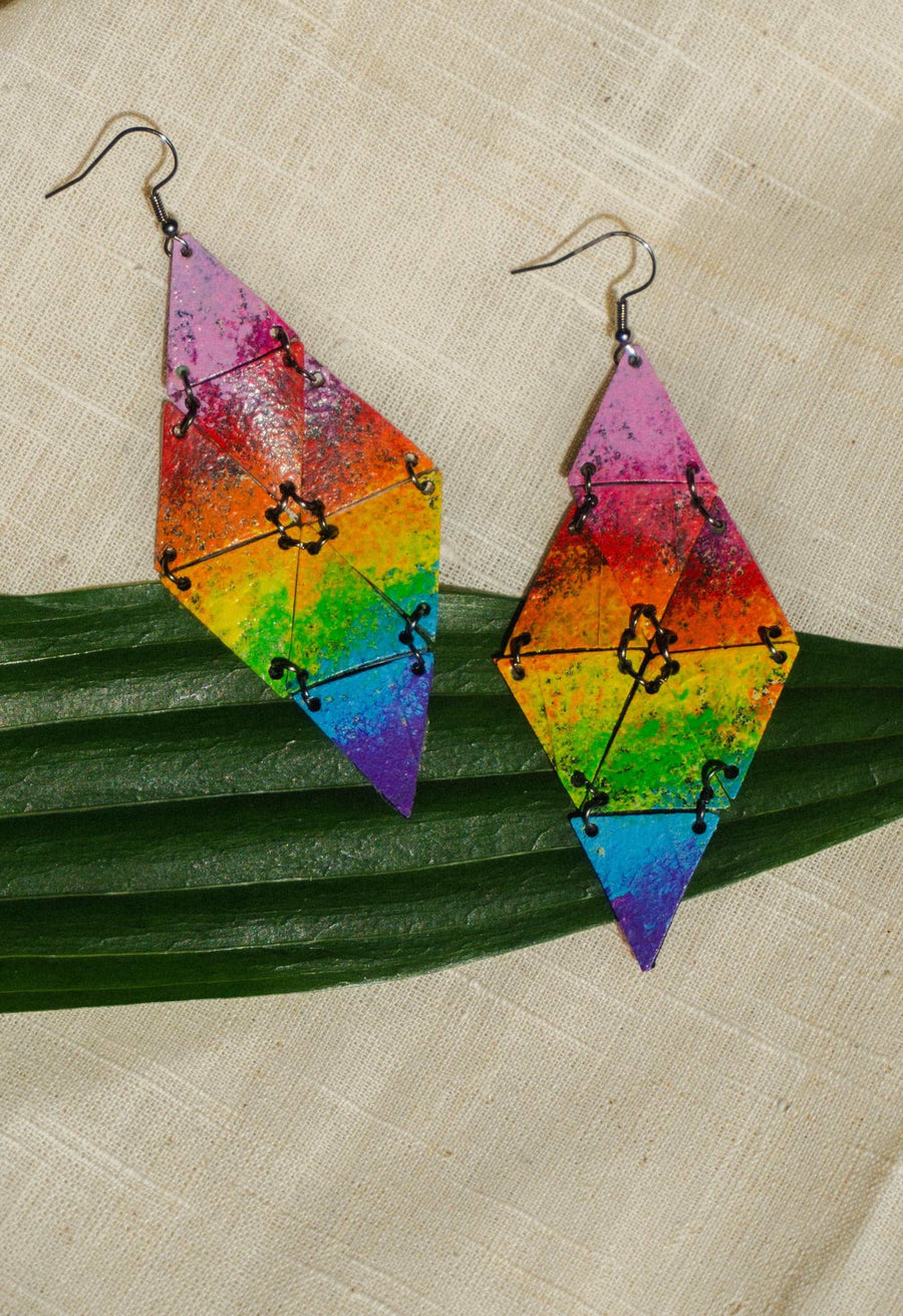 recycled earrings for cały bevier , lgbtq rainbow